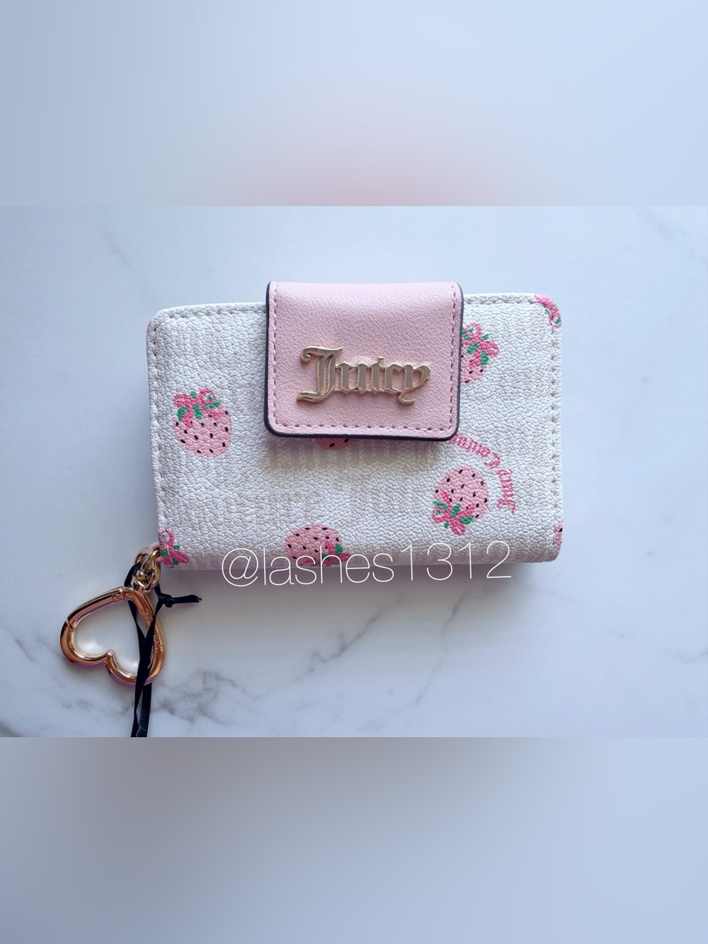 JUICY COUTURE Bag Berry Sweet Mini Tote and Wallet Set - Cream Pink Strawberry - Picture 7 of 11